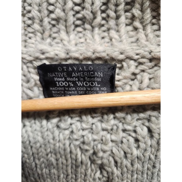 Otavalo Native American Wool Knit Zip Cardigan Sweater Handmade Ecuador - Picture 3 of 3